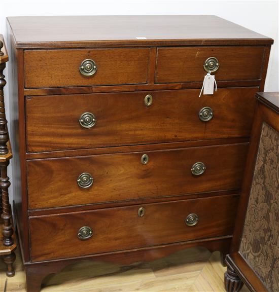 A late George III mahogany five drawer chest, W.90cm